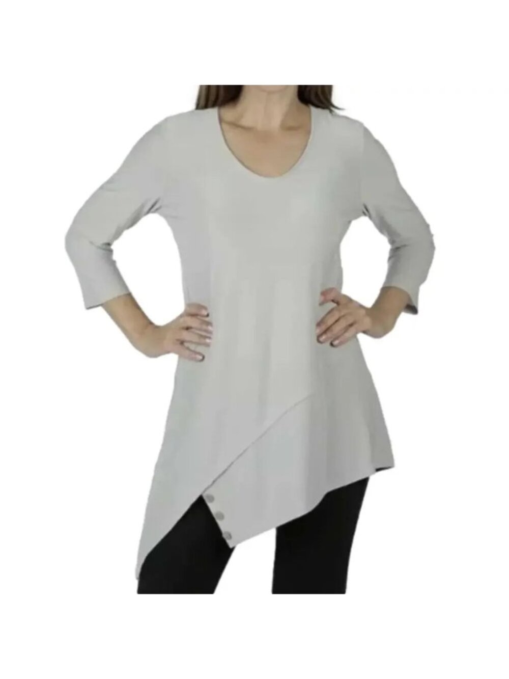 Mr. Max Beige Asymmetrical Stretch Tunic Top - Size 2X NEW